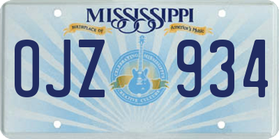MS license plate OJZ934