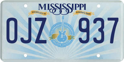 MS license plate OJZ937