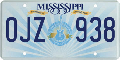 MS license plate OJZ938