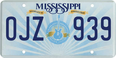 MS license plate OJZ939