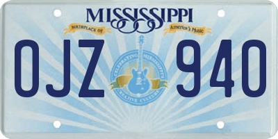 MS license plate OJZ940
