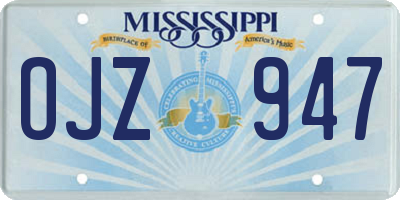 MS license plate OJZ947