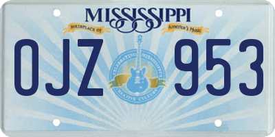 MS license plate OJZ953