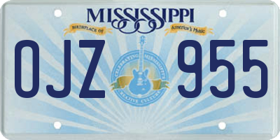 MS license plate OJZ955