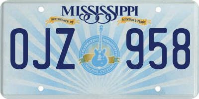 MS license plate OJZ958