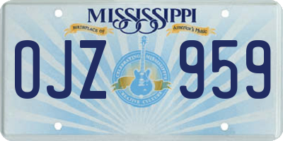 MS license plate OJZ959