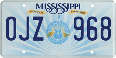 MS license plate OJZ968