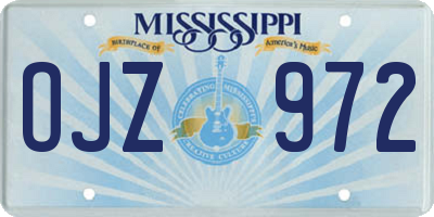 MS license plate OJZ972