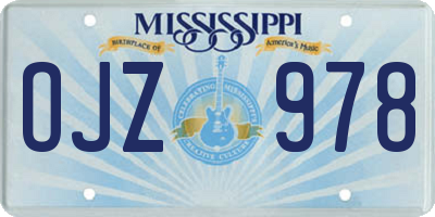 MS license plate OJZ978