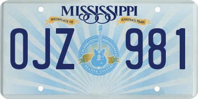 MS license plate OJZ981