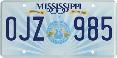 MS license plate OJZ985