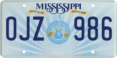 MS license plate OJZ986