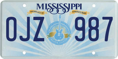 MS license plate OJZ987