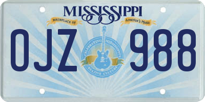 MS license plate OJZ988
