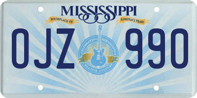 MS license plate OJZ990
