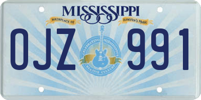 MS license plate OJZ991
