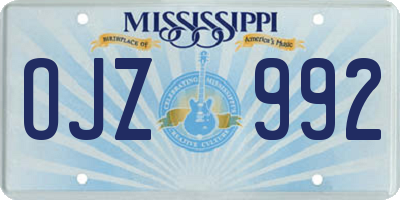 MS license plate OJZ992