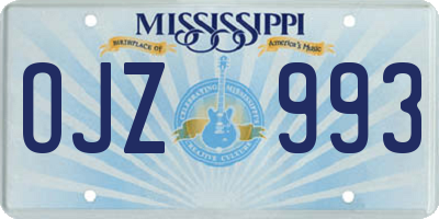 MS license plate OJZ993