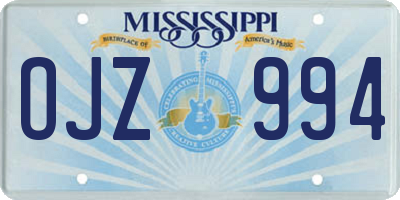 MS license plate OJZ994