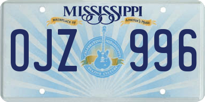 MS license plate OJZ996