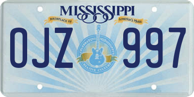 MS license plate OJZ997