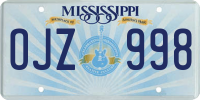 MS license plate OJZ998