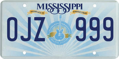MS license plate OJZ999