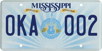 MS license plate OKA002