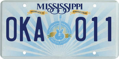 MS license plate OKA011