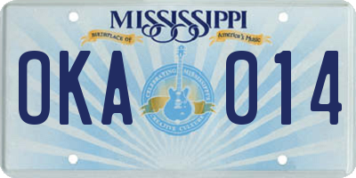 MS license plate OKA014