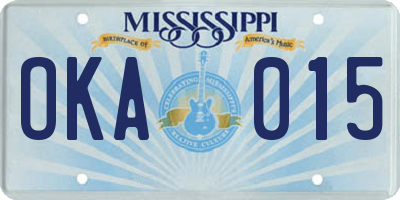 MS license plate OKA015