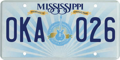 MS license plate OKA026
