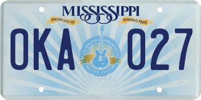 MS license plate OKA027