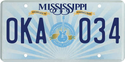 MS license plate OKA034