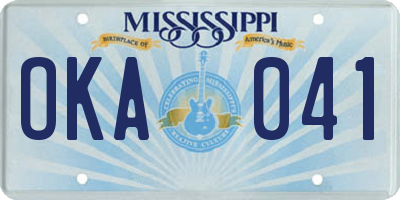 MS license plate OKA041