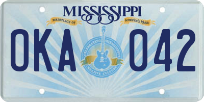 MS license plate OKA042