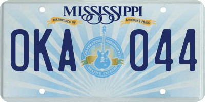 MS license plate OKA044