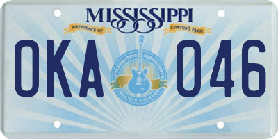 MS license plate OKA046