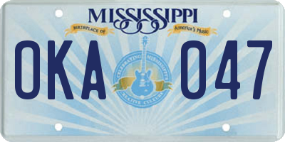 MS license plate OKA047