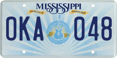 MS license plate OKA048