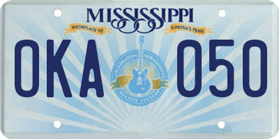MS license plate OKA050