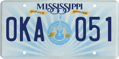 MS license plate OKA051