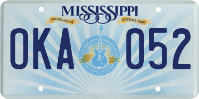 MS license plate OKA052