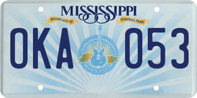 MS license plate OKA053