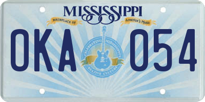 MS license plate OKA054