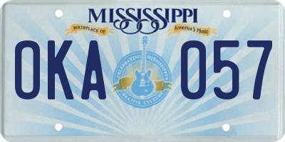 MS license plate OKA057