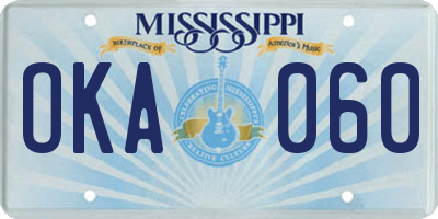 MS license plate OKA060