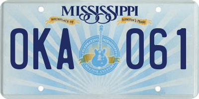 MS license plate OKA061