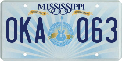 MS license plate OKA063