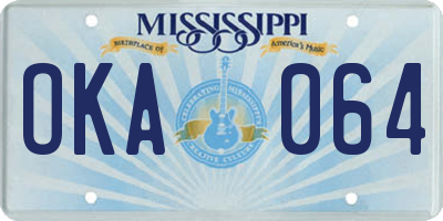 MS license plate OKA064